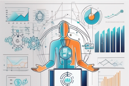 Advanced ai technology interacting with various financial graphs and symbols