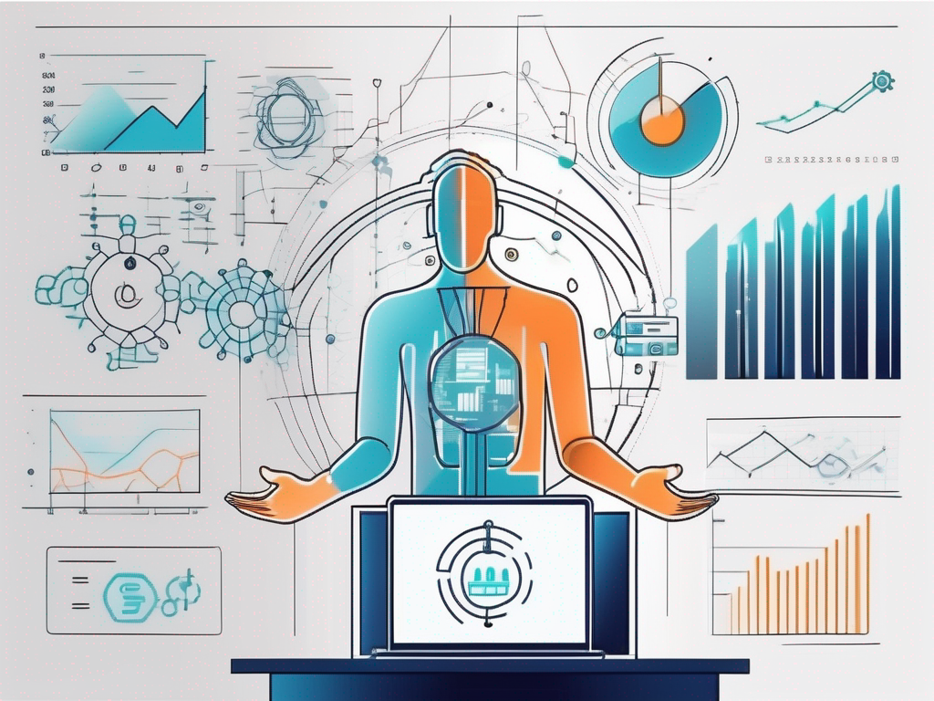 Advanced ai technology interacting with various financial graphs and symbols