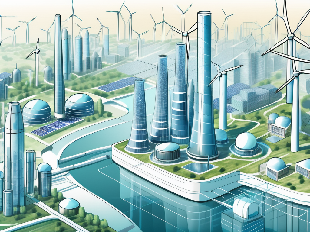 Advanced water purification systems integrated into a futuristic cityscape