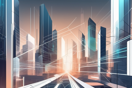 A futuristic cityscape with diverse digital buildings