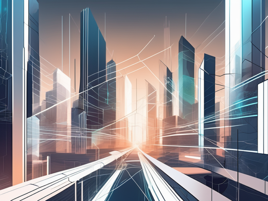 A futuristic cityscape with diverse digital buildings