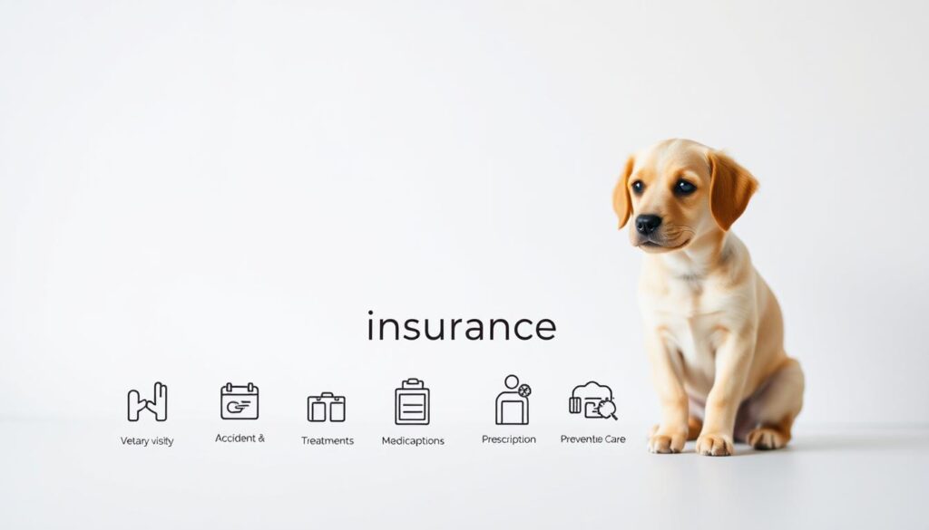A detailed visual representation of various pet insurance coverage types, showcased against a clean and professional backdrop. In the foreground, distinct icons or illustrations depict the key coverage areas, such as veterinary visits, accident and illness treatments, prescription medications, and preventive care. The middle ground features an elegant arrangement of these coverage elements, while the background maintains a subtle, soft-focus gradient to draw attention to the primary subject matter. The overall aesthetic is modern, informative, and visually appealing, suitable for inclusion in an educational article on the importance of pet insurance.